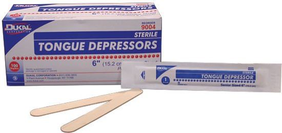 . Case of [10] Sterile Tongue Depressors - 6", Polished, 100 Pack .