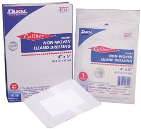. Case of [4] Non-Woven Island Dressing - Sterile, 25 Count, 4" x 10" .