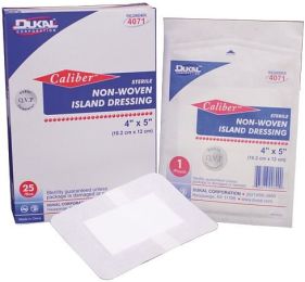 . Case of [8] Sterile Island Dressings - Non-Woven, 4" x 5", 25 Count .