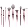 Appearance Color: PINK - 10 long rod thumbprint makeup brushes