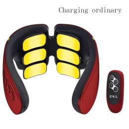 Color: Red, style: A-USB, power:  - Multifunctional Electric Hot Compress Pulse Household Neck Protector