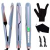 Color: Blue, power: UK - New 2 In 1 Flat Iron Curler Twist Professional Dual Voltage Titanium Tourmaline Ionic Ceramic Hair Straightener