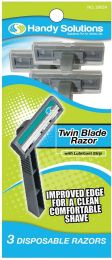 . Case of [144] Men's Disposable Razors - 3 Pack, Twin-Blade .