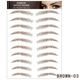 style: Brown3 - Waterproof 6D Eyebrow Tattoo Semi-Permanent Embroidery Natural Long Lasting Fake Eyebrow