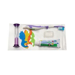 . Case of [144] Children's Dental Essentials Kit in Zipper Bag - 9-Piece, Assorted .