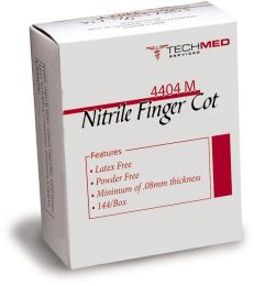 . Case of [1] Tech-Med Nitrile Finger Cots - Large, 144 Count .